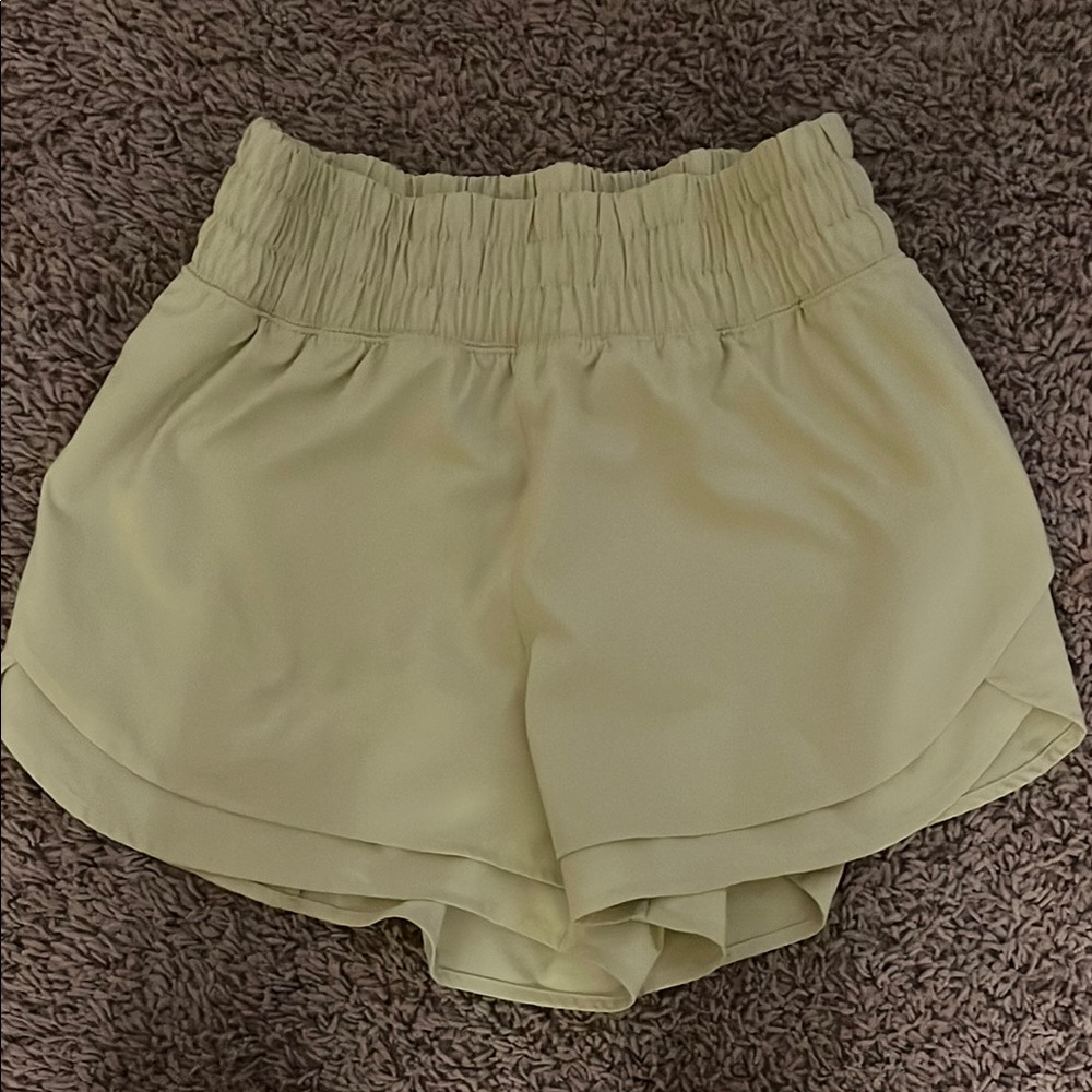 Alia Cream Athletic Shorts with Elastic Waistband